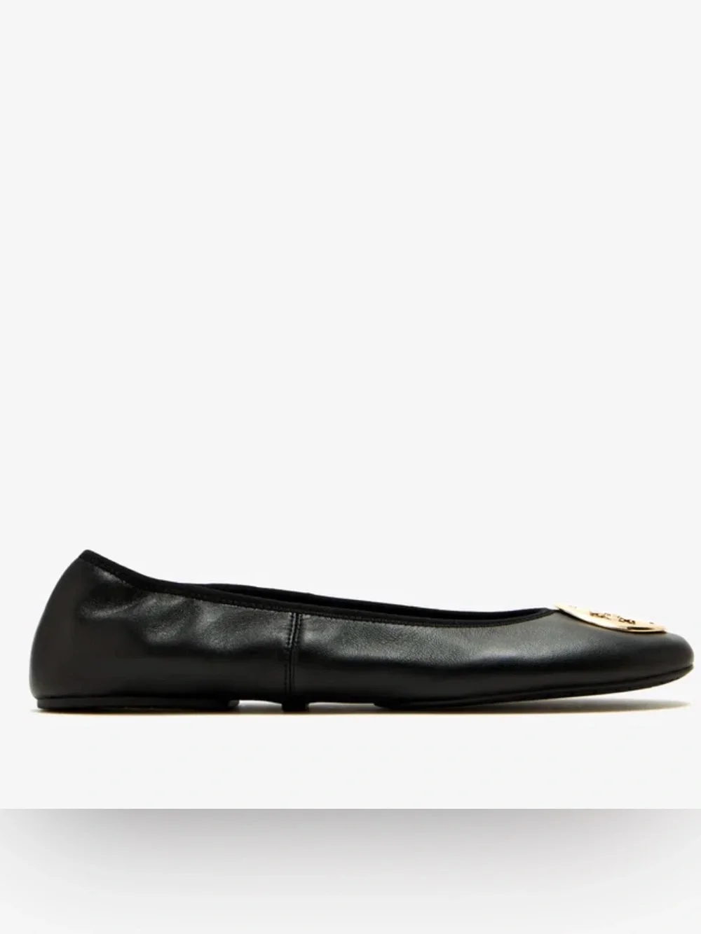 NIB Tory Burch Black Leather Reva Travel Ballet Flats